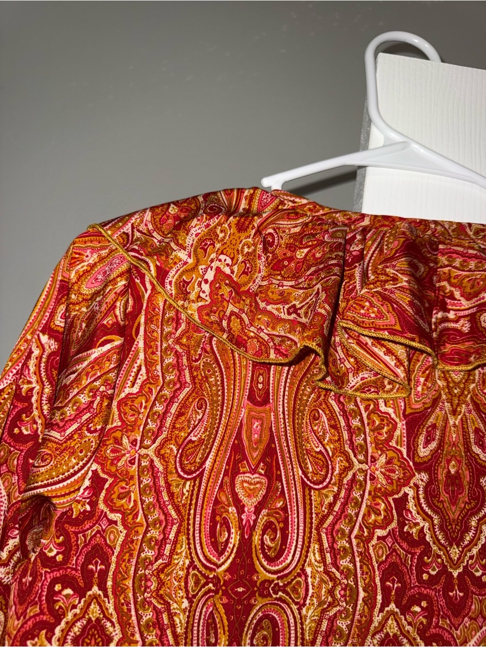 At Last Rust Paisley Ruffle Wrap High-Low Dress - Picture 6 of 7